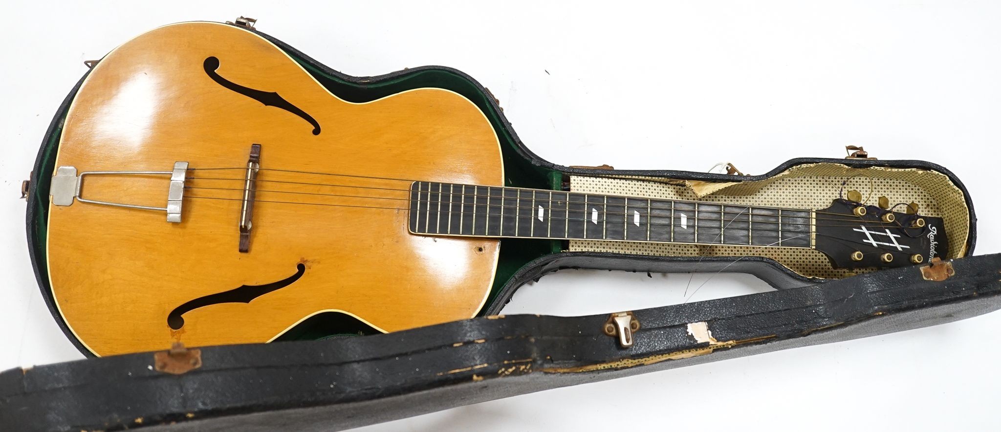 A Radiotone 7812 Jazz Archtop guitar made in the mid to late 1930's in the Czech Republic at Schonbach.